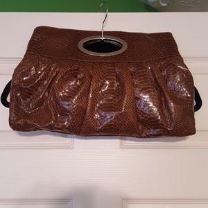 Patent Leather Brown Snakeskin clutch